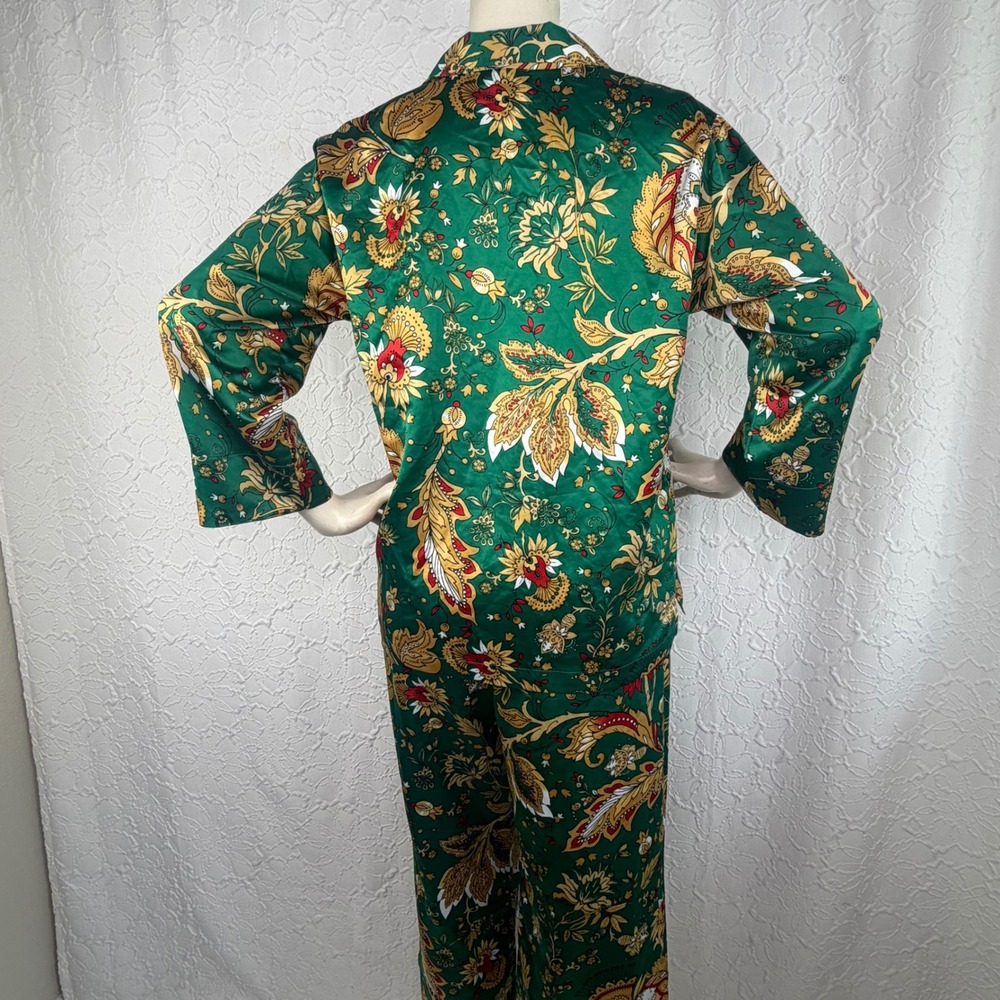 Natori Paisley Floral Pajama Set Green M - Picture 5 of 8